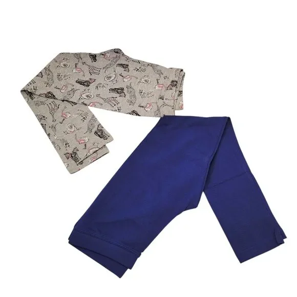 Spotted Zebra Girls Active Stretch Blue & Gray Printed Legging Small (2-Pack) - Picture 2 of 11